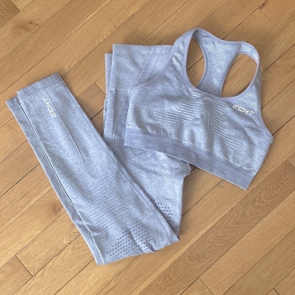 ECHT Arise Seamless Grey High Rise Legging + Sports Bra SET Size Small - Picture 7 of 11
